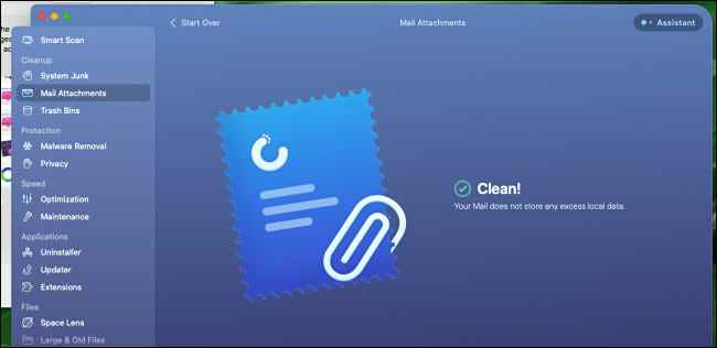 CleanMyMac X peut vous aider à nettoyer les pièces jointes aux e-mails.