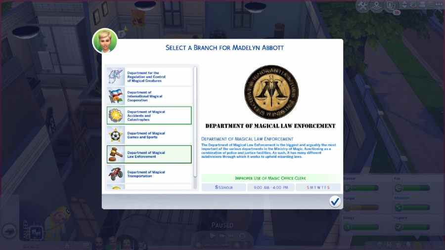 Un Sim suivant la carrière magique de l'un des nombreux mods Sims 4 qui améliorent les options de travail