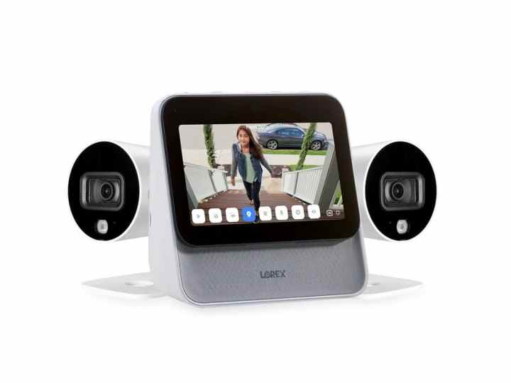 Image du produit Lorex Smart Home Security Center avec deux caméras 1080P.