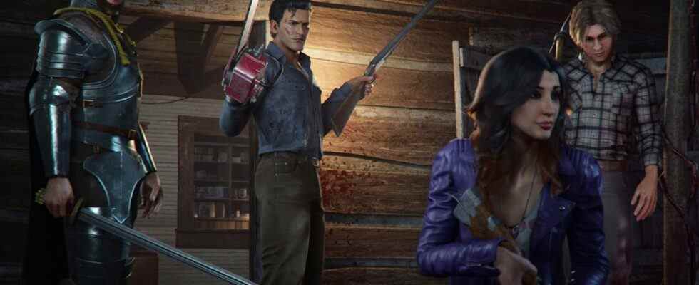 The four playable characters in Evil Dead: The Game