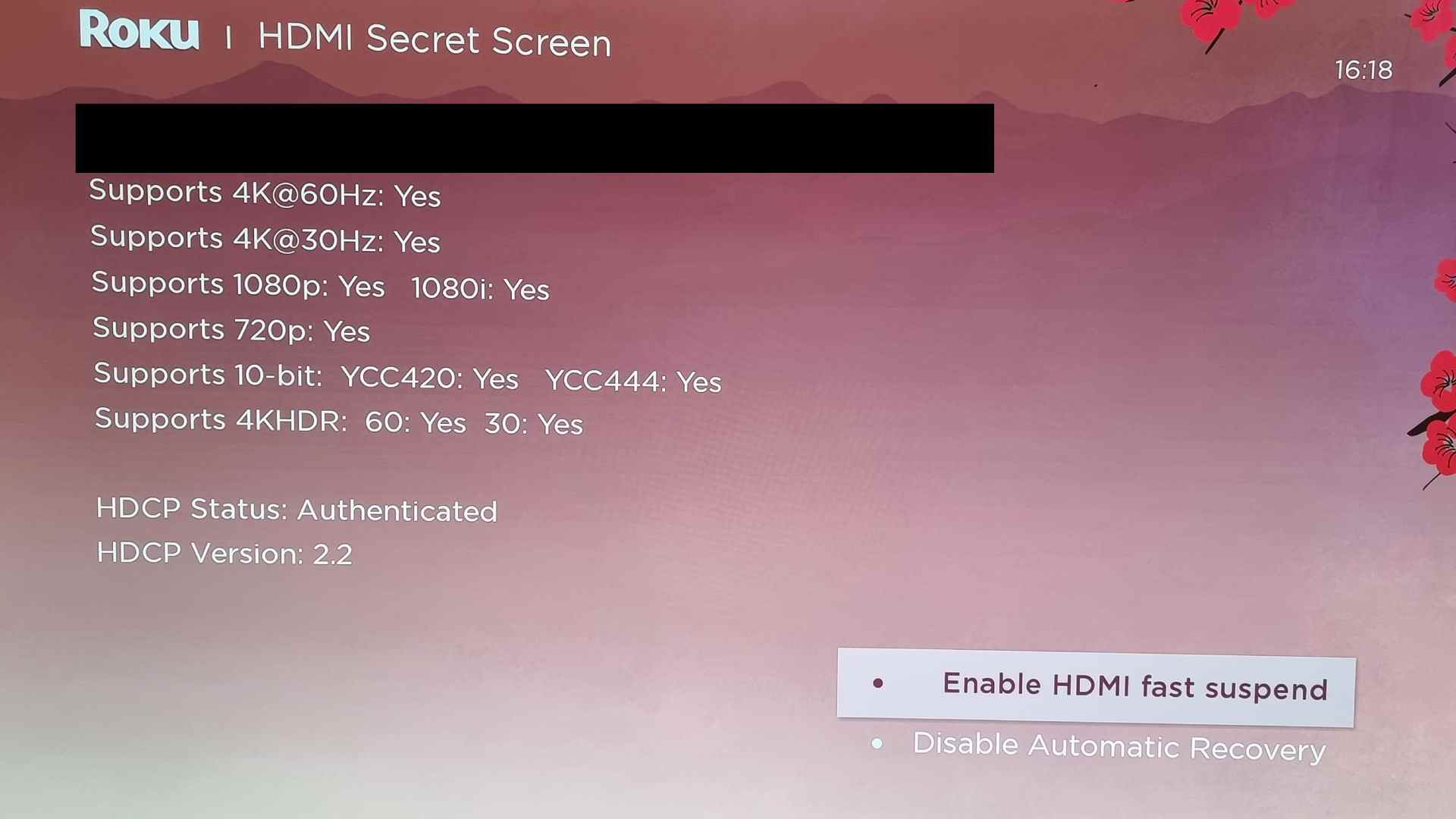 Menu secret Roku HDMI