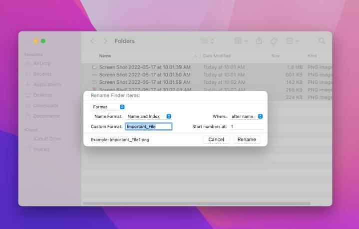 Renommer des fichiers dans le Finder sous macOS
