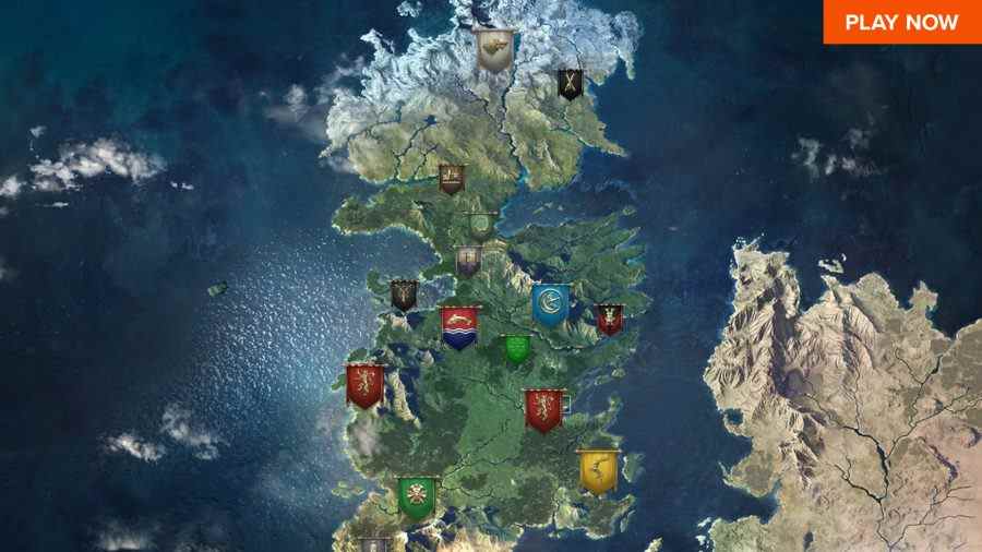 Une vue de dessus de Westeros dans Game of Thrones Winter is Coming