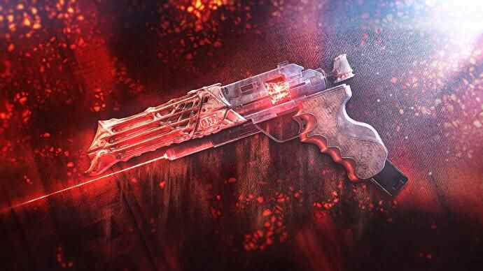 L'arme de poing de l'intrus avec l'ornement de rang 100 dans Destiny 2 : Season of the Haunted.