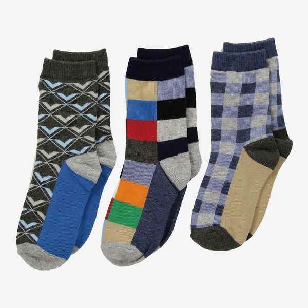 Jefferies Socks Lot de 3 paires de chaussettes habillées à carreaux funky