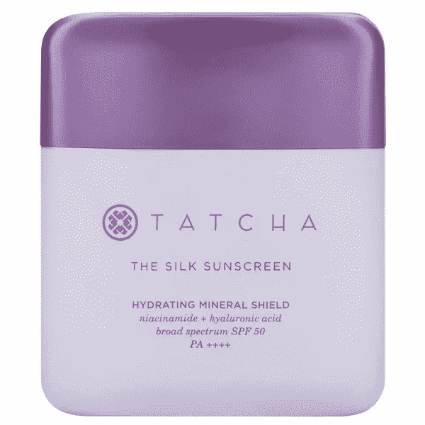 Tatcha The Silk Sunscreen Mineral Broad Spectrum SPF 50 PA++++ avec acide hyaluronique et niacinamide