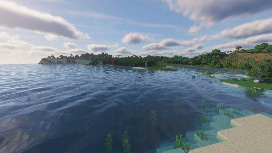 Meilleurs shaders Minecraft : le shader Continuum donne à l'eau de mer des vagues visibles.