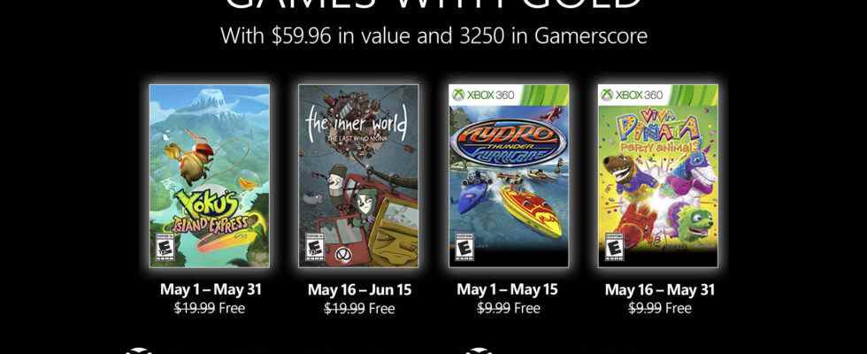 Annonce des jeux gratuits Xbox Live Gold pour mai 2022