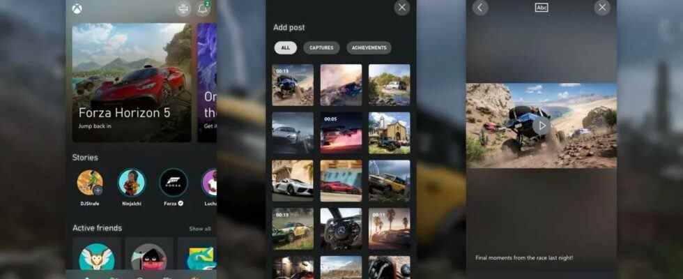 Application Xbox ajoutant une fonctionnalité d'histoires de style Instagram dans une nouvelle mise à jour