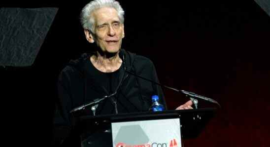 David Cronenberg, writer/director of the upcoming film "Crimes of the Future," introduces a trailer for the film during the NEON Entertainment presentation at CinemaCon 2022 at Caesars Palace, Tuesday, April 26, 2022, in Las Vegas. (AP Photo/Chris Pizzello)