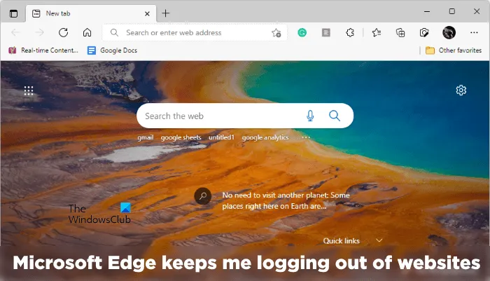 Microsoft Edge m'empêche de me déconnecter des sites Web