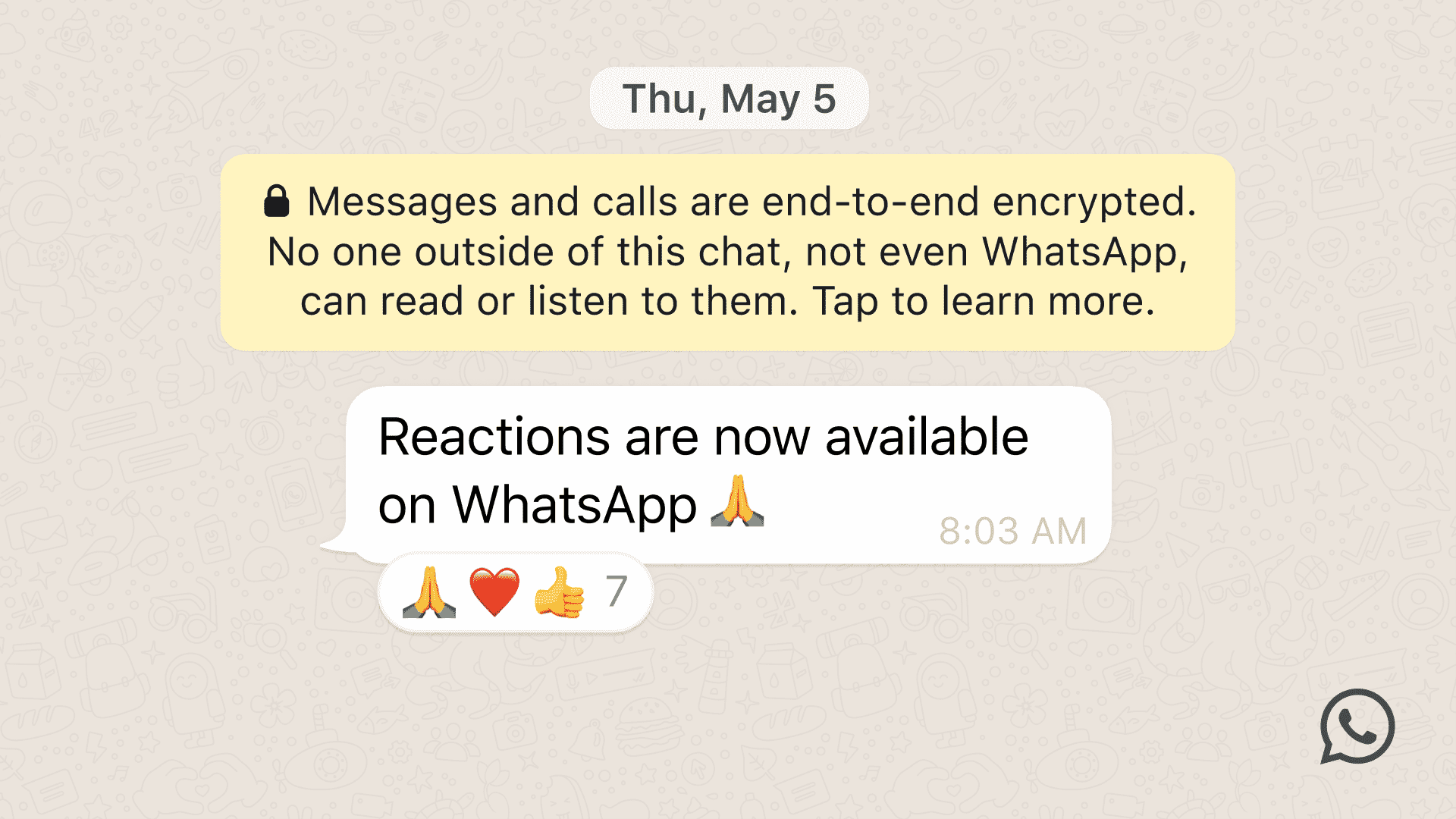 annonce des réactions emoji WhatsApp