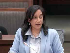 La ministre de la Défense Anita Anand prend la parole devant le comité spécial de la Chambre des communes sur l'Afghanistan, le 9 mai 2022.
