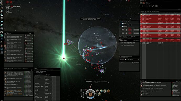 Un joueur rassemble une flotte devant une grande planète dans EVE Online