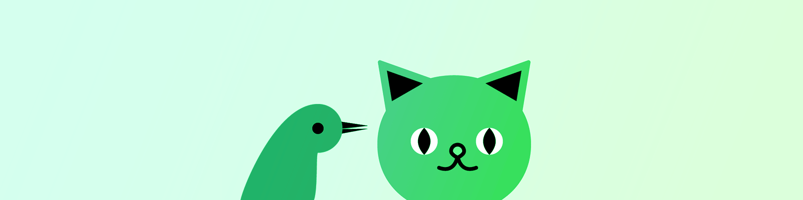 chat clignotant oiseau vert