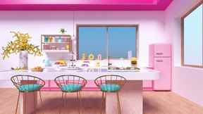 Rendu de l'intérieur de la maison de rêve Barbie : Cuisine