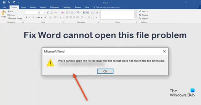 Word ne peut pas ouvrir les extensions de fichiers