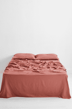 Bed Threads Parure de lit 100 % lin argile rose, pleine