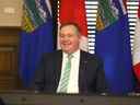 Le premier ministre de l'Alberta, Jason Kenney, avant une réunion à Calgary.