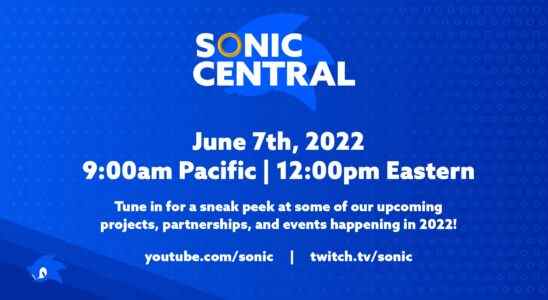 Diffusion de Sonic Central prévue pour le 7 juin