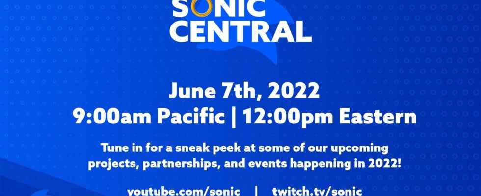 Diffusion de Sonic Central prévue pour le 7 juin