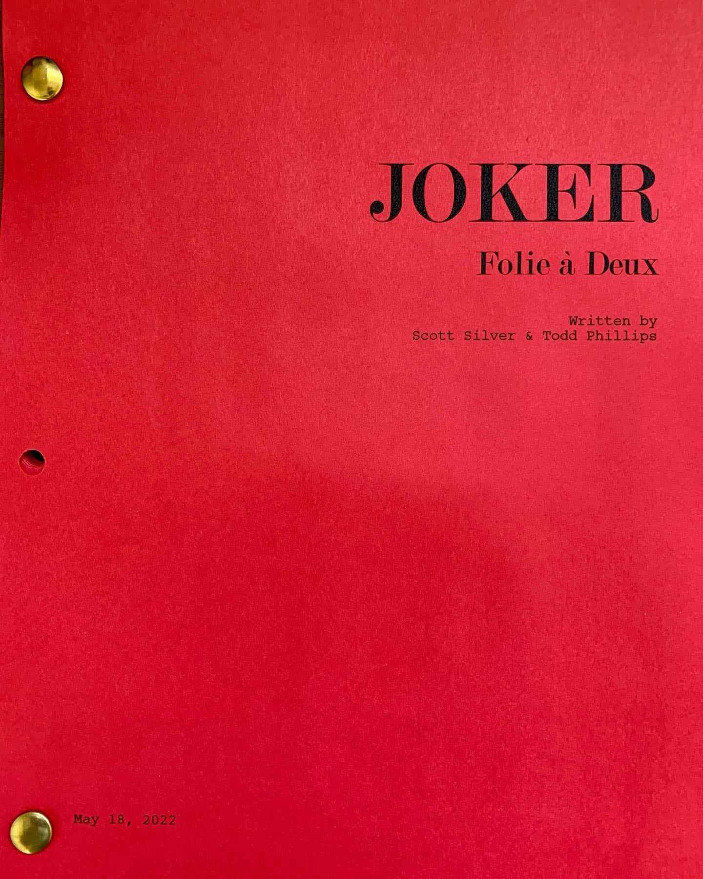 Joker: Folie à deux Joker 2 sequel script du film Todd Phillips Scott Silver écrivains Joaquin Phoenix lit comme acteur