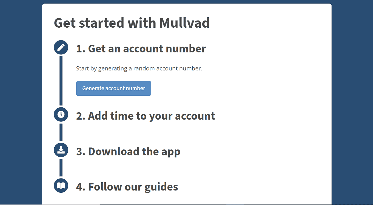 Page de compte Mullvad