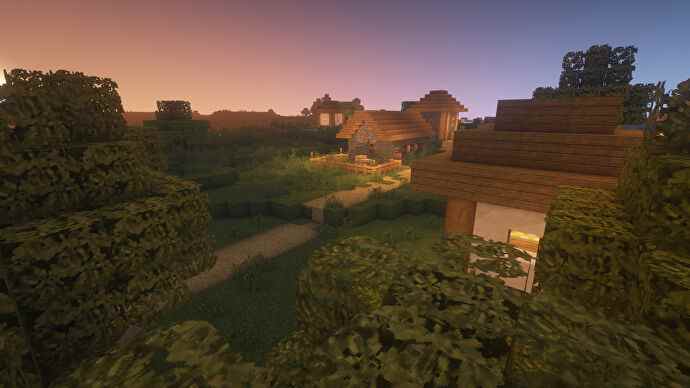 Une capture d'écran Minecraft d'un paysage affiché à l'aide du pack de textures réalistes de Misa.