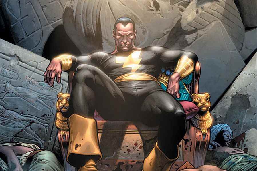 Black Adam, ennemi juré de Shazam, est allongé sur un trône, entouré de corps, sur la couverture de 52 # 45, DC Comics (2007).