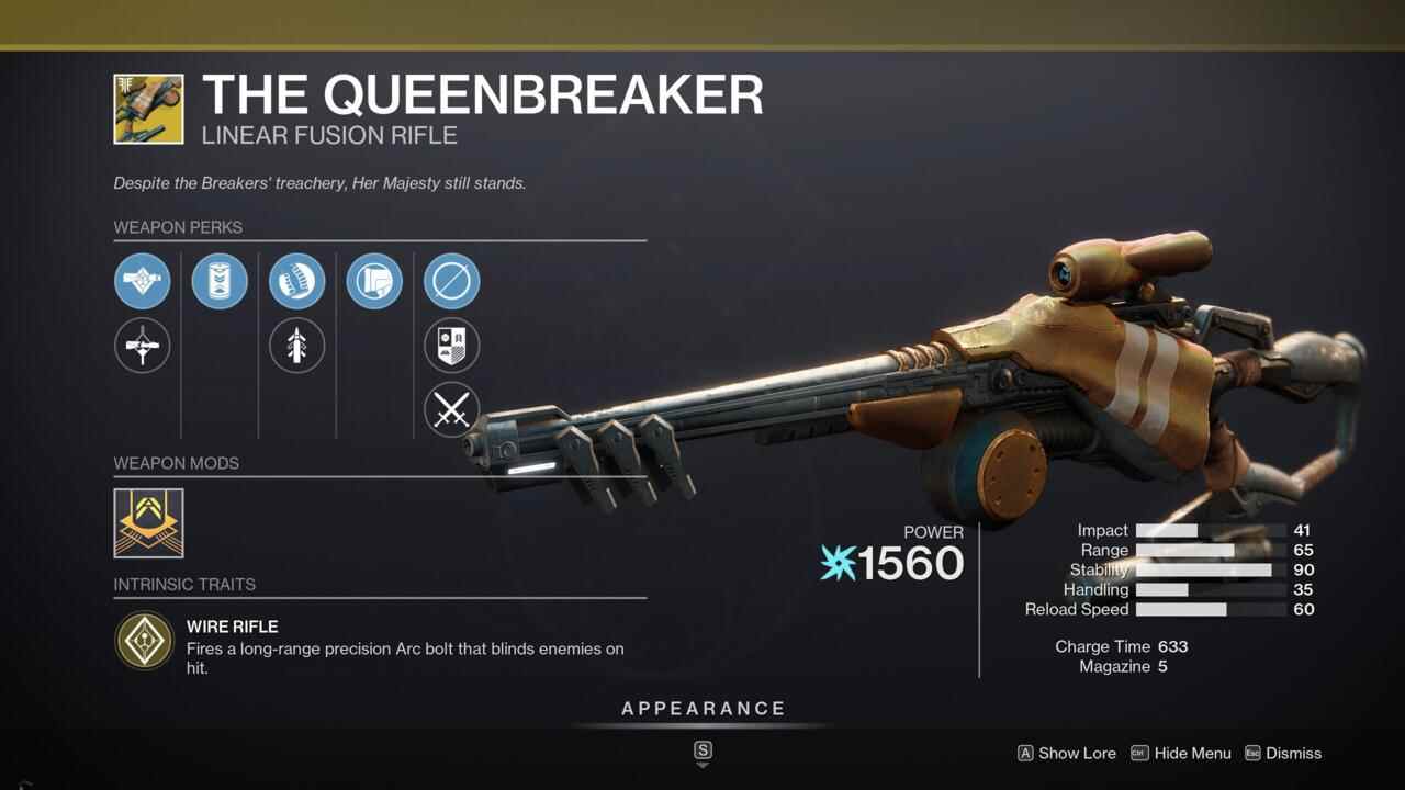 Éclatez les têtes ennemies et aveuglez vos adversaires avec The Queenbreaker.