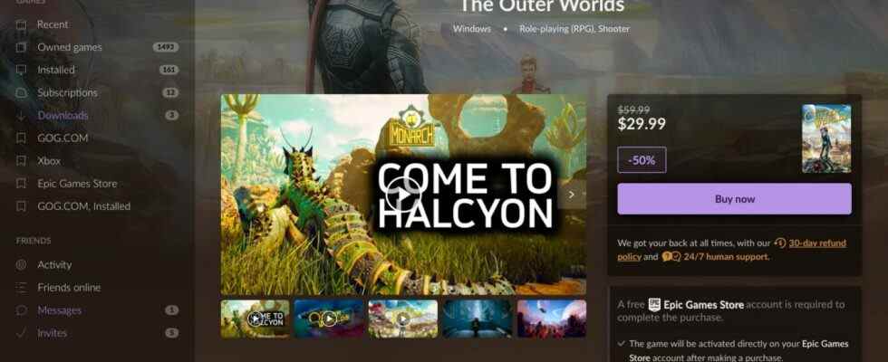 Le client GOG Galaxy commencera à vendre des jeux Epic Games Store