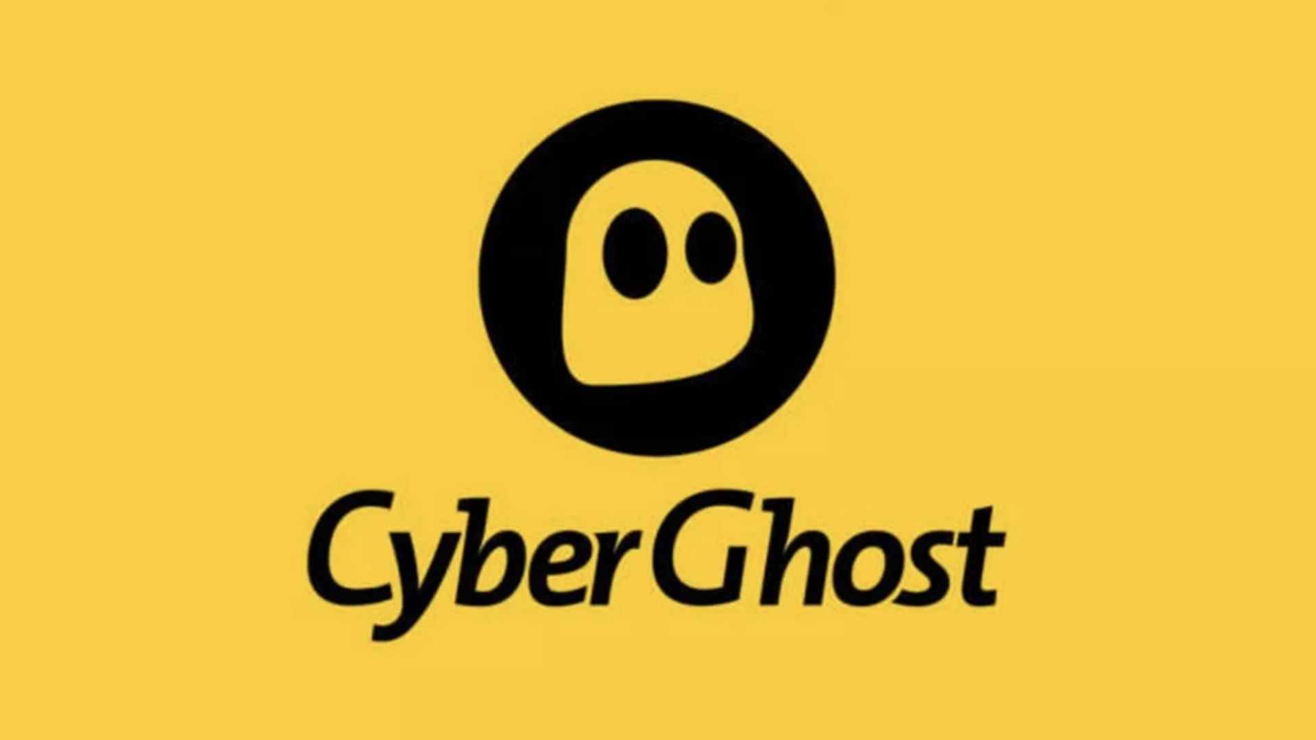 Meilleur VPN Mac - CyberGhost.  Le logo effrayant de l'entreprise est visible sur un fond jaune.
