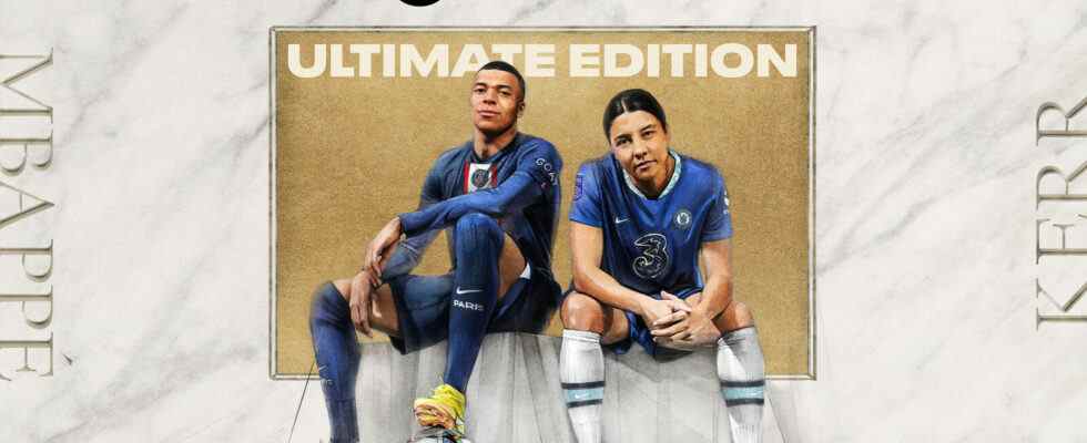 FIFA 23 a Sam Kerr de Chelsea et Kylian Mbappé du PSG en couverture