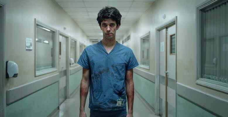 ADAM (Ben Whishaw) Walks down the labour ward. Bloody Footprints. - This is Going to Hurt _ Season 1, Episode 1 - Photo Credit:  Anika Molnar/Sister Pictures/BBC Studios/AMC