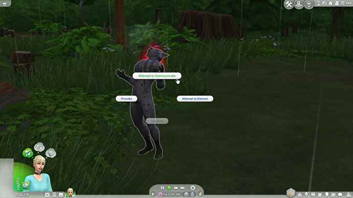 Un menu d'options sociales dans Les Sims 4 Loups-garous vous donne le choix d'essayer d'approcher paisiblement Greg.