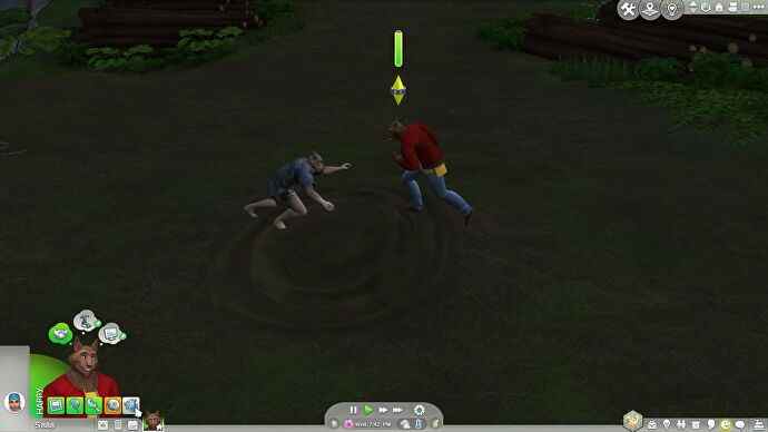 Deux loups-garous s'affrontent amicalement sous forme de loup dans Les Sims 4 Loups-garous.