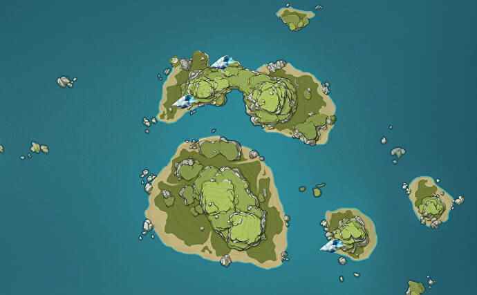 Carte montrant les emplacements des conques des îles jumelles
