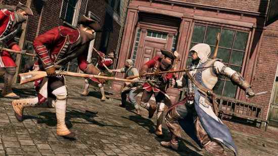 assassin's creed 3 iii connor combat des redcoats anglais à boston