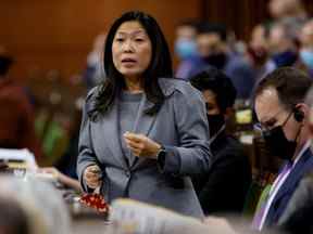 La ministre du Commerce international, Mary Ng, prend la parole pendant la période des questions à la Chambre des communes sur la Colline du Parlement à Ottawa.