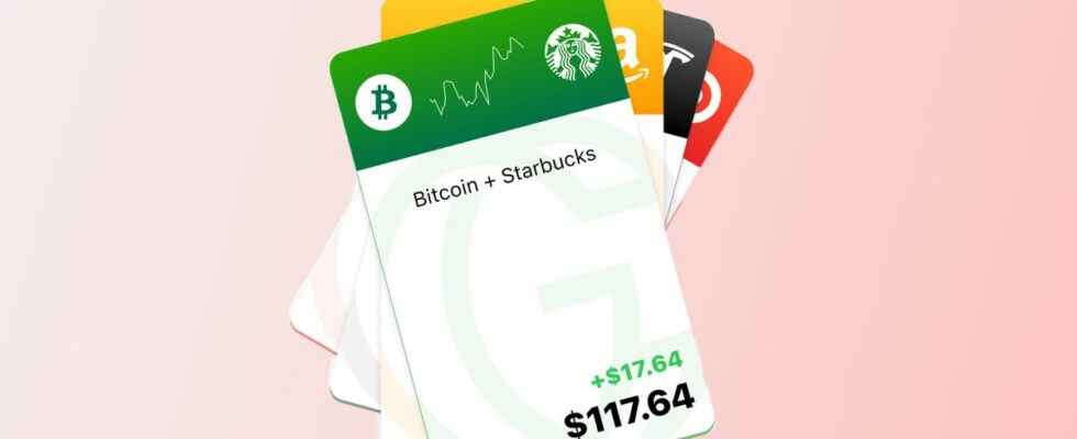 Giftcoin render of a cryptocurrency linked gift card.