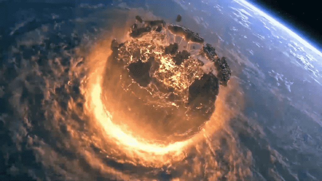 Flashback du météore détruisant la terre dans Final Fantasy VII: Remake