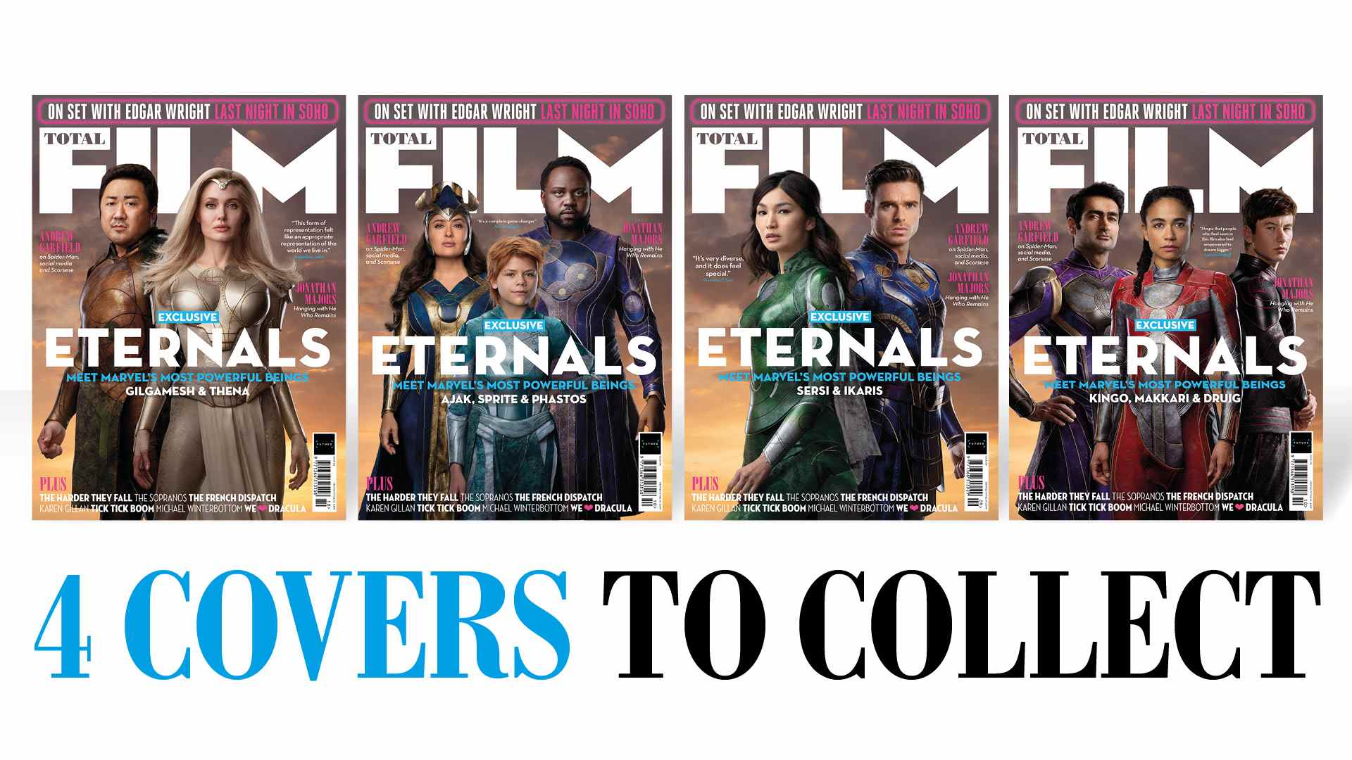 Les quatre couvertures d'Eternals de Total Film.