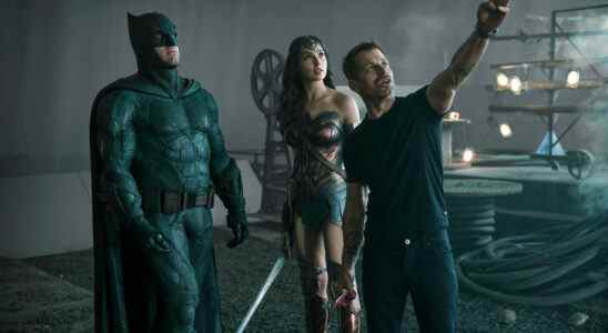 Ben Affleck, Gal Gadot and Zack Snyder on the Justice League set
