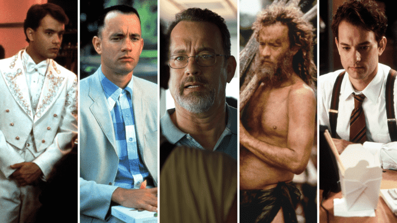 Tom Hanks dans "Gros," "Forrest Gump," "Capitaine Phillips," "Naufragé," et "crême Philadelphia"