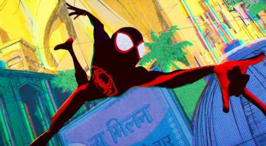 Miles Morales traveling through multiverse in Spider-Man: Across the Spider-Verse