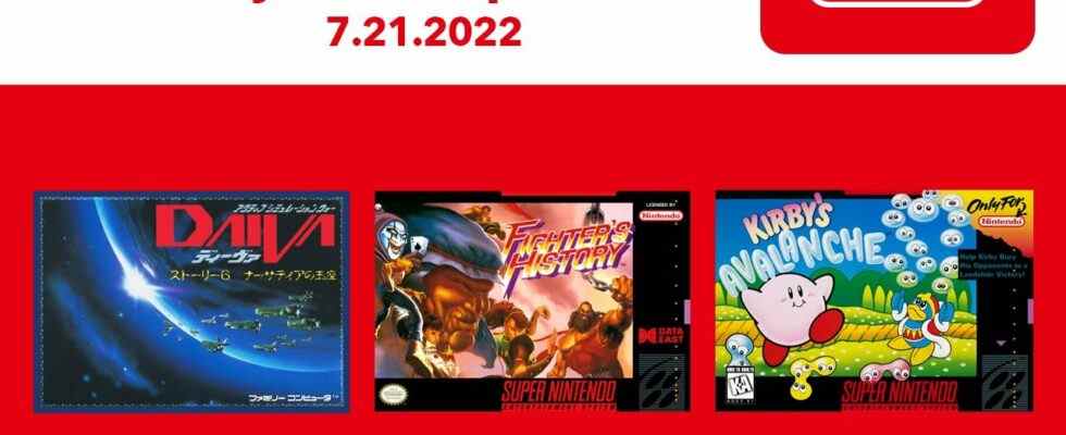 SNES et NES – Nintendo Switch Online ajoute Fighter's History, Kirby's Avalanche et Daiva Story 6: Imperial of Nirsartia
