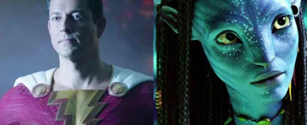 Zachary Levi as Shazam! in Fury of the Gods/ Zoe Saldana as Neytiri in Avatar: The Way of Water