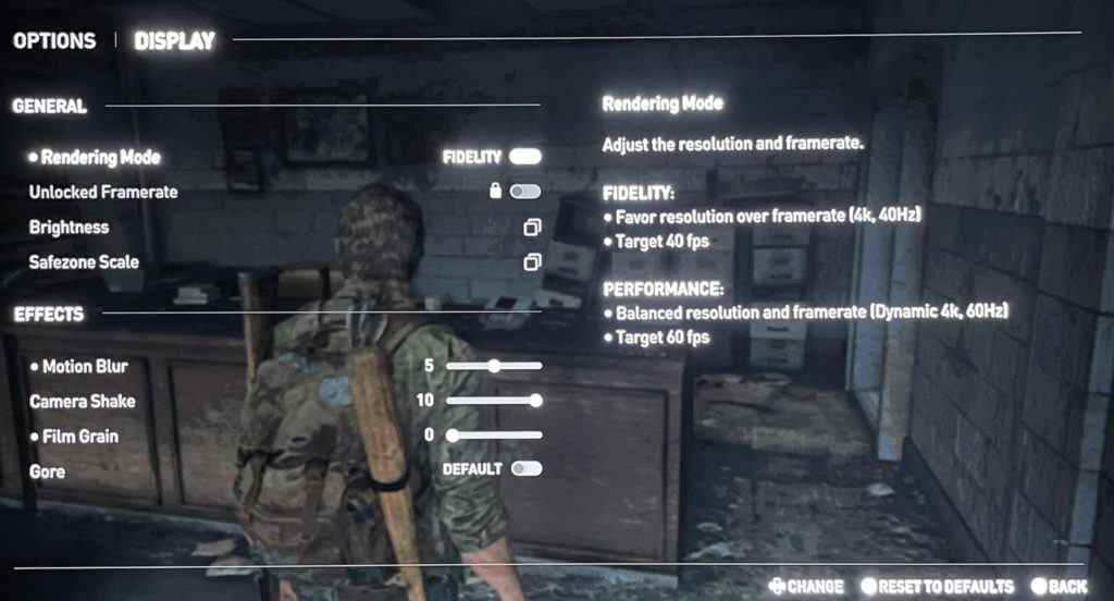 The Last of Us Part 1 Leaked Screenshot montrant l'option graphique du jeu 