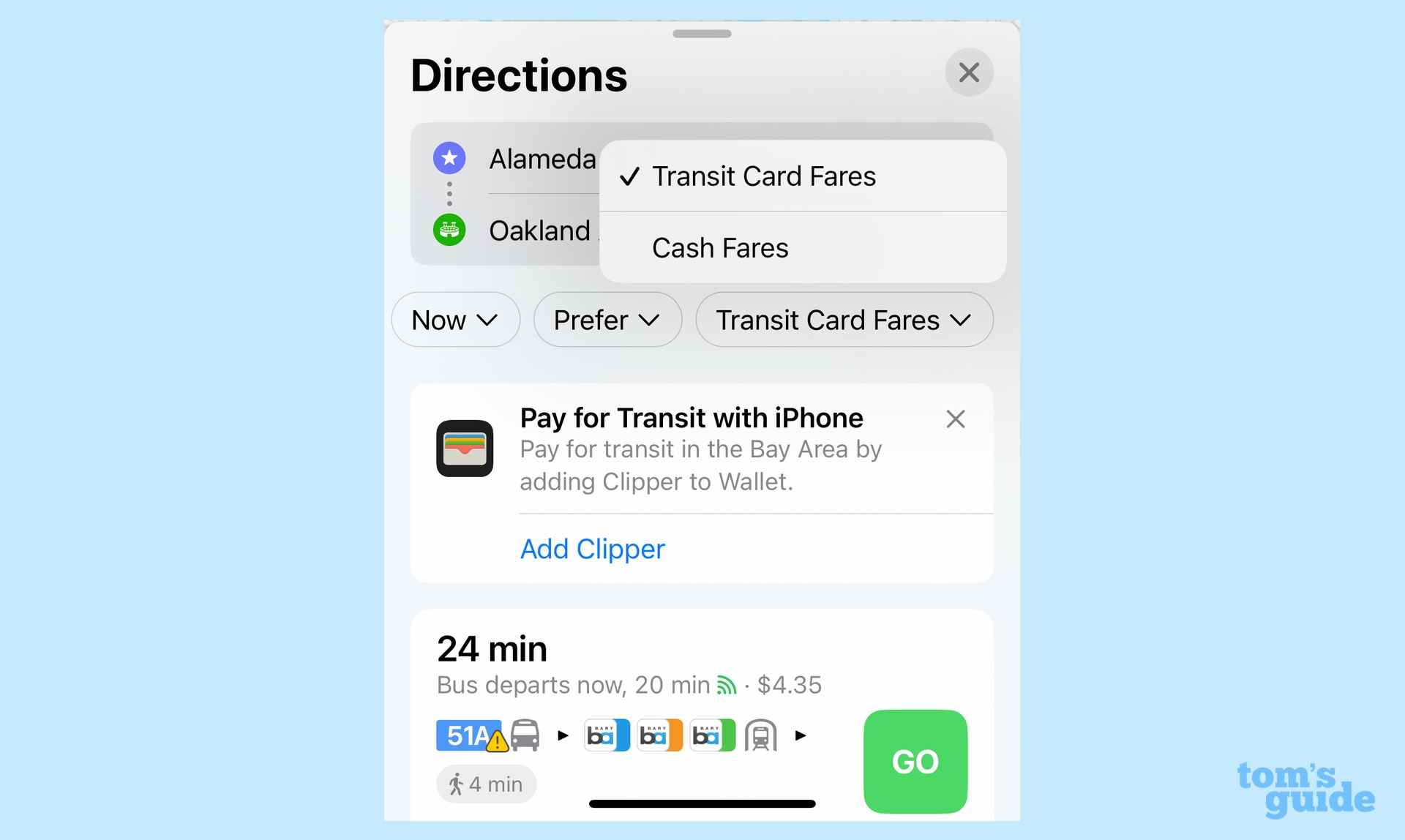 Les tarifs des transports en commun iOS 16 Maps apparaissent sur les itinéraires