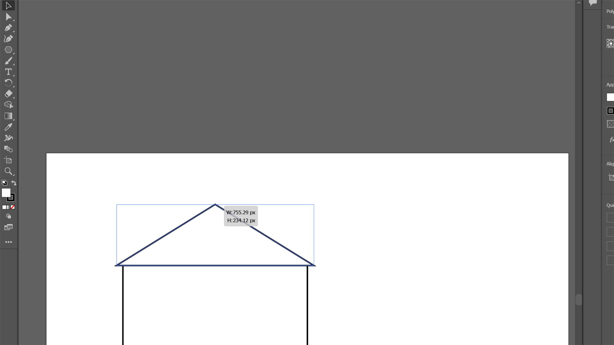 Un plan de travail Adobe Illustrator montrant les étapes de construction d'une forme